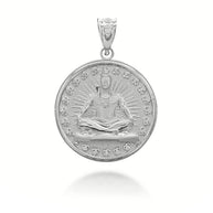 .925 Sterling Silver Hindu Lord Shiva Milgrain Coin Pendant Necklace