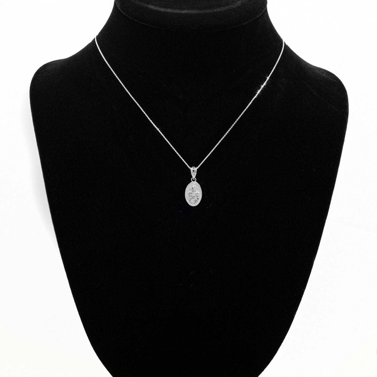 925 Sterling Silver 3D Jesus Christ Sacred Heart Narrow Oval Pendant Necklace