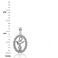 .925 Sterling Silver Pharmacy Bowl Of Hygieia Oval Wreath Pendant Necklace