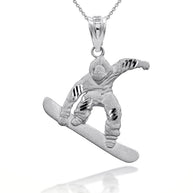 Sterling Silver Snowboarding 3D Charm Necklace