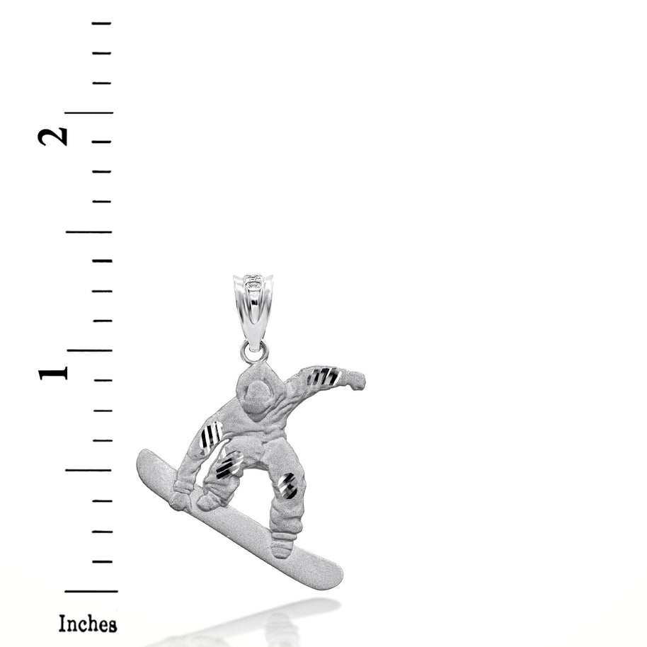 Sterling Silver Snowboarding 3D Charm Necklace