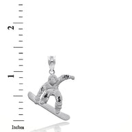 Sterling Silver Snowboarding 3D Charm Necklace