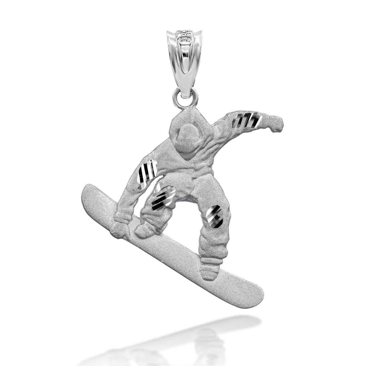 Sterling Silver Snowboarding 3D Charm Necklace