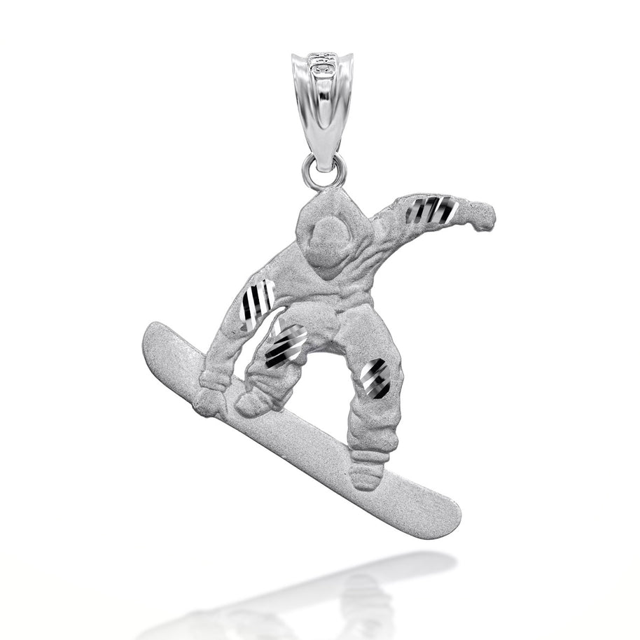 Sterling Silver Snowboarding 3D Charm Necklace