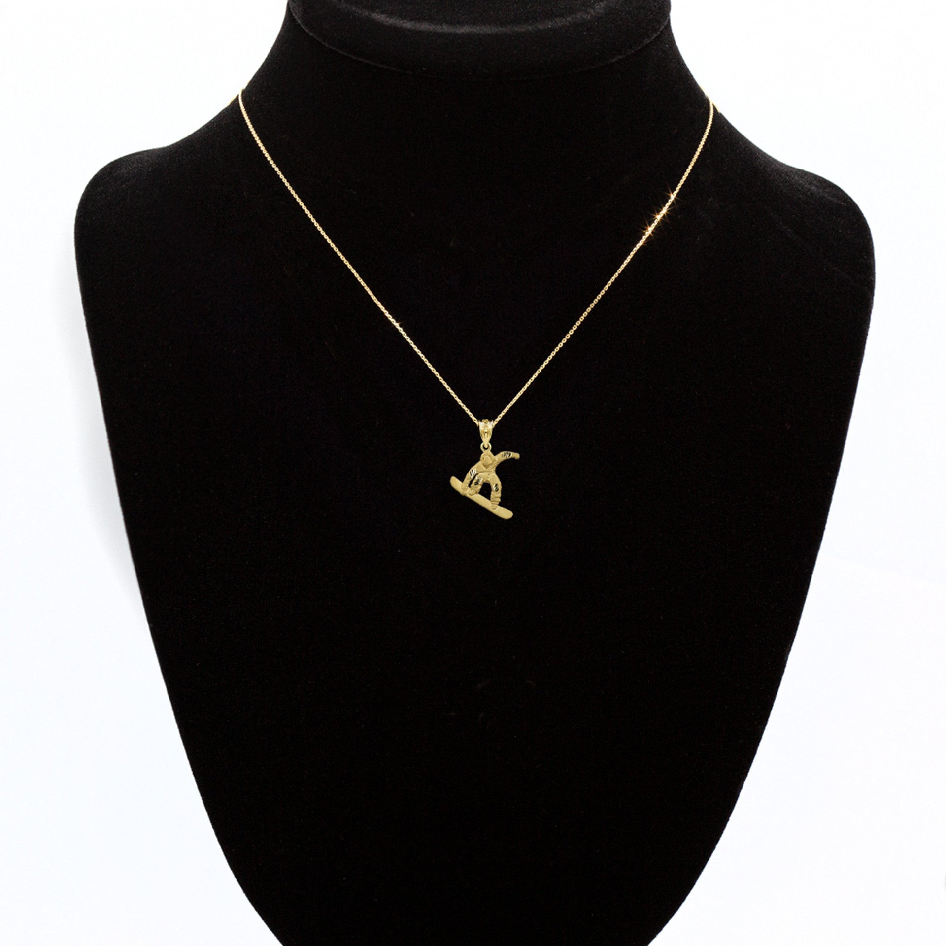 Gold Snowboarding 3D Charm Necklace (Available in Yellow/Rose/White Gold)