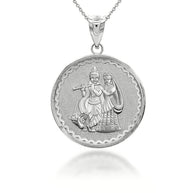 Gold Radha Krishna Hindu Pendant Necklace (Available in Yellow/Rose/White Gold)