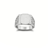 .925 Sterling Silver Engravable Religious Cross Signet Ring