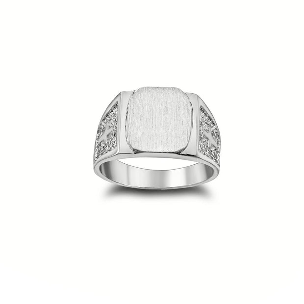 .925 Sterling Silver Engravable Religious Cross Signet Ring