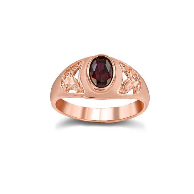 Gold Ruby Birthstone Eagle Ring (Available in Yellow/Rose/White Gold)