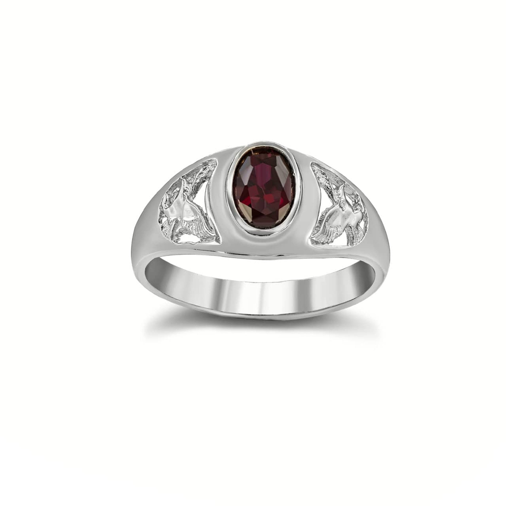 Gold Ruby Birthstone Eagle Ring (Available in Yellow/Rose/White Gold)