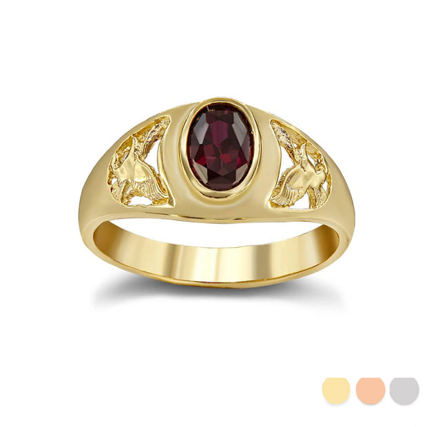 Gold Ruby Birthstone Eagle Ring (Available in Yellow/Rose/White Gold)