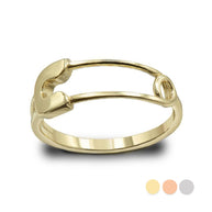 Gold Safety Pin Band Ring (Available in Yellow/Rose/White Gold)