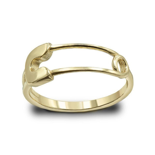 Gold Safety Pin Band Ring (Available in Yellow/Rose/White Gold)