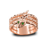 Gold Serpent Snake Emerald Birthstone Ring (Available in Yellow Gold, Rose Gold, White Gold)