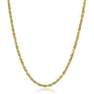 2.5mm Gold Diamond Cut Rope Twisted Solid Chain Link Necklace