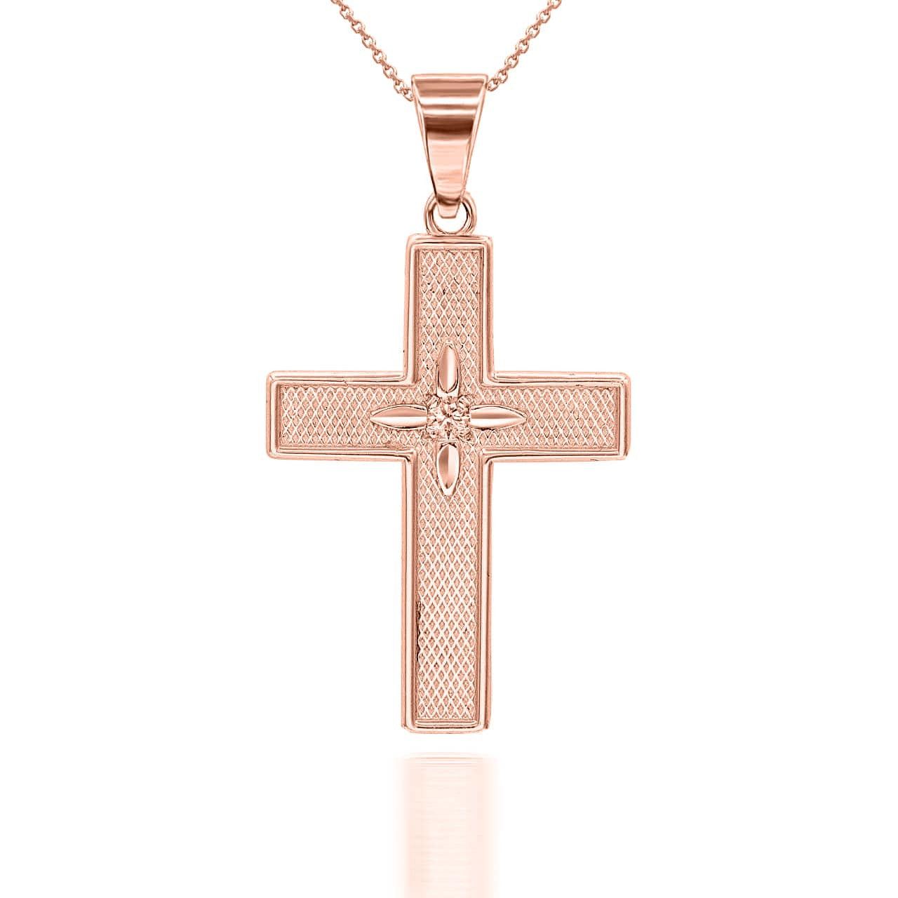 Gold Diamond North Star Cross Pendant Necklace (Available in Yellow/Rose/White Gold)