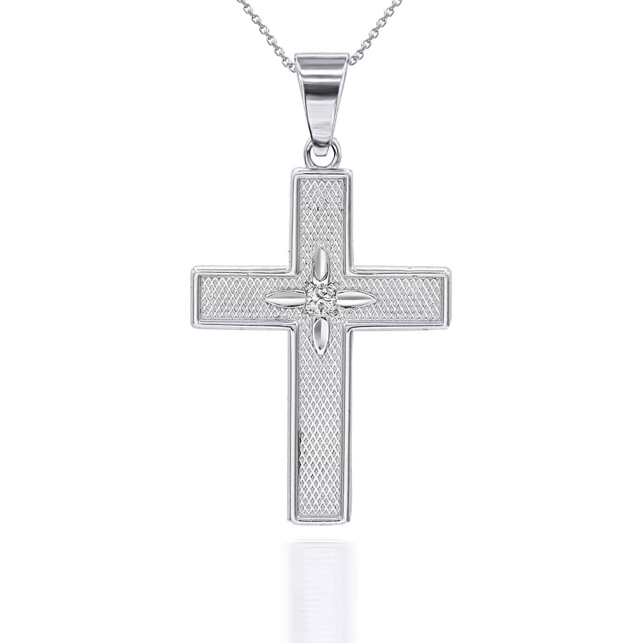 Gold Diamond North Star Cross Pendant Necklace (Available in Yellow/Rose/White Gold)