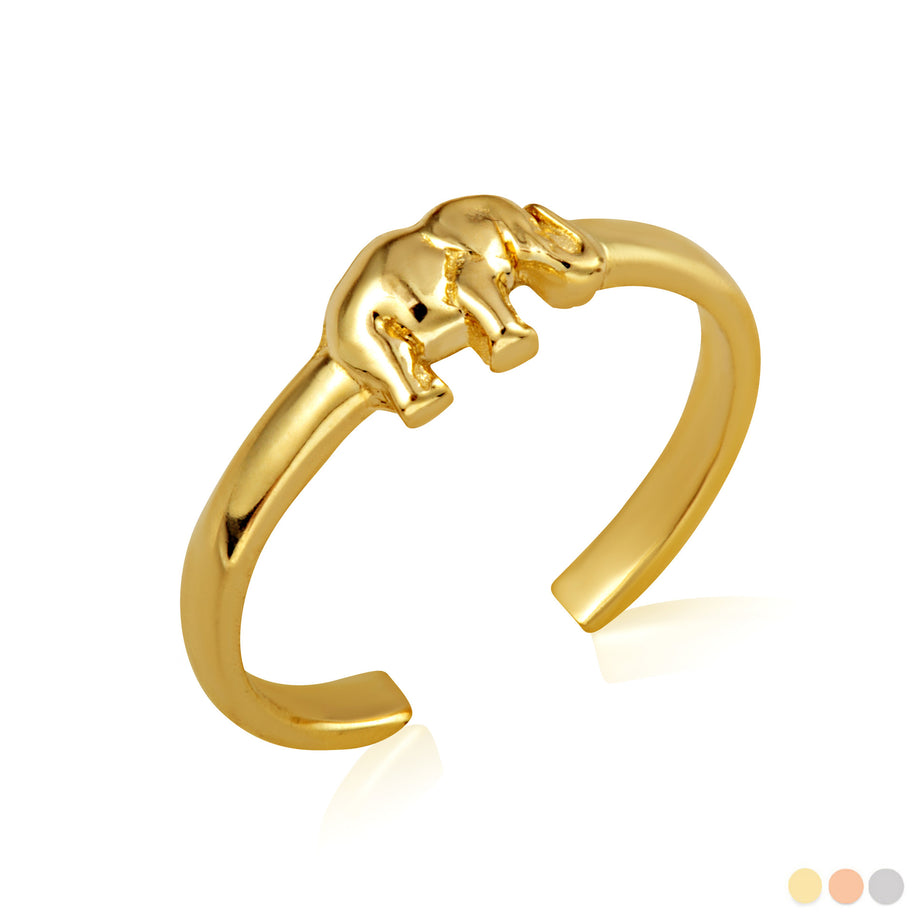 Gold Elephant Wildlife Toe Ring (Available in Yellow/Rose/White Gold)