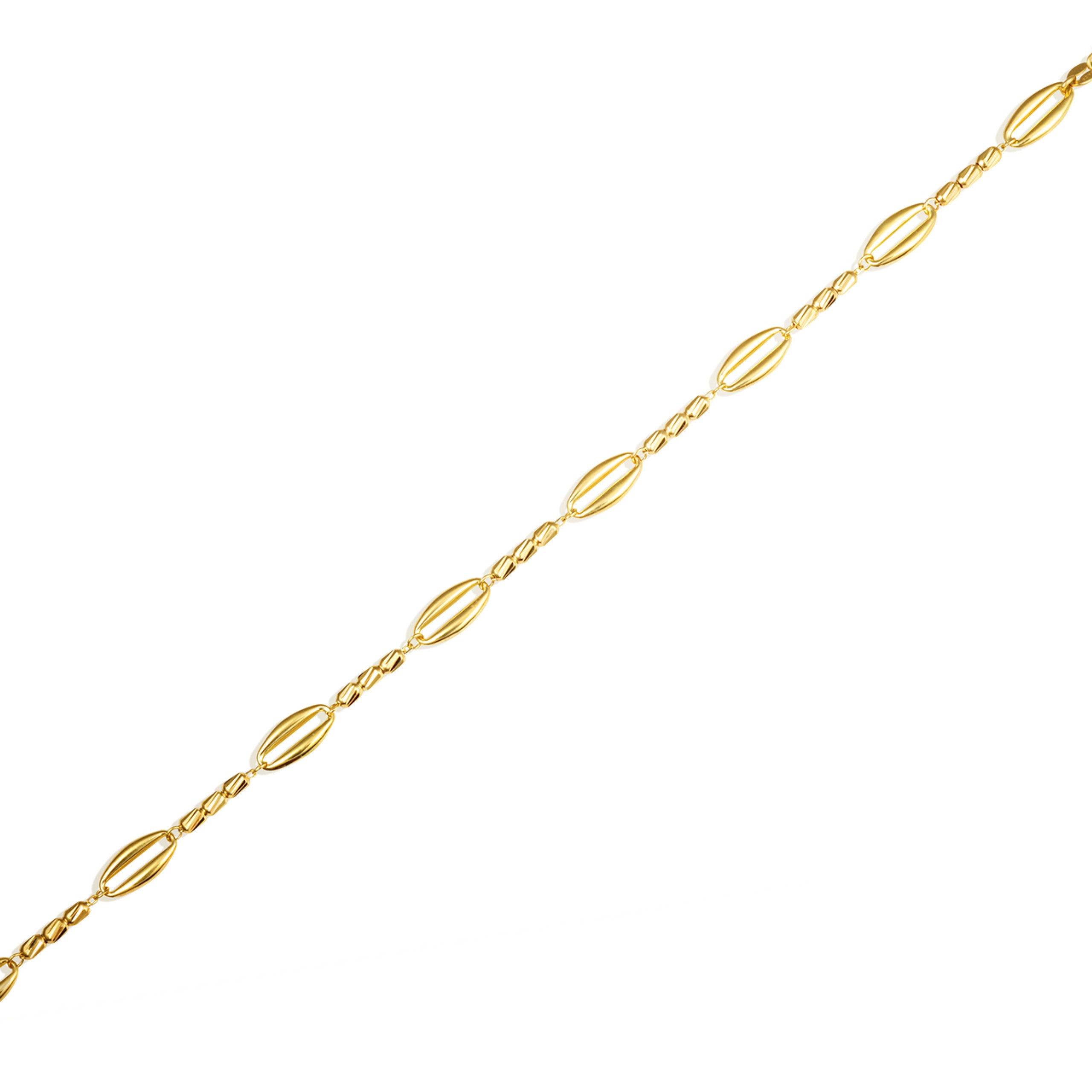 14K Yellow Gold Tube Link Cut Bracelet 7