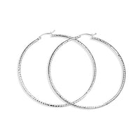 .925 Sterling Silver Diamond Cut Hoop Earrings