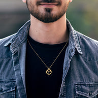 12 Gold Astrological Zodiac Sign in Circle Rope Pendant Necklace (Available in Yellow/Rose/White Gold)