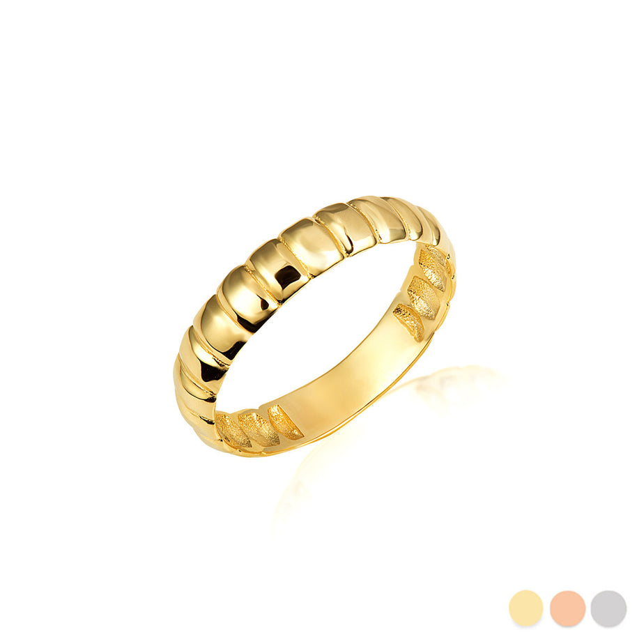 Gold Ribbed Band Ring (Available in Yellow/Rose/White Gold)