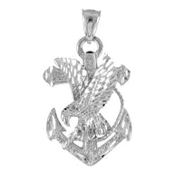 Gold Anchor Eagle Diamond Cut Pendant (Available In Yellow/Rose/White Gold)