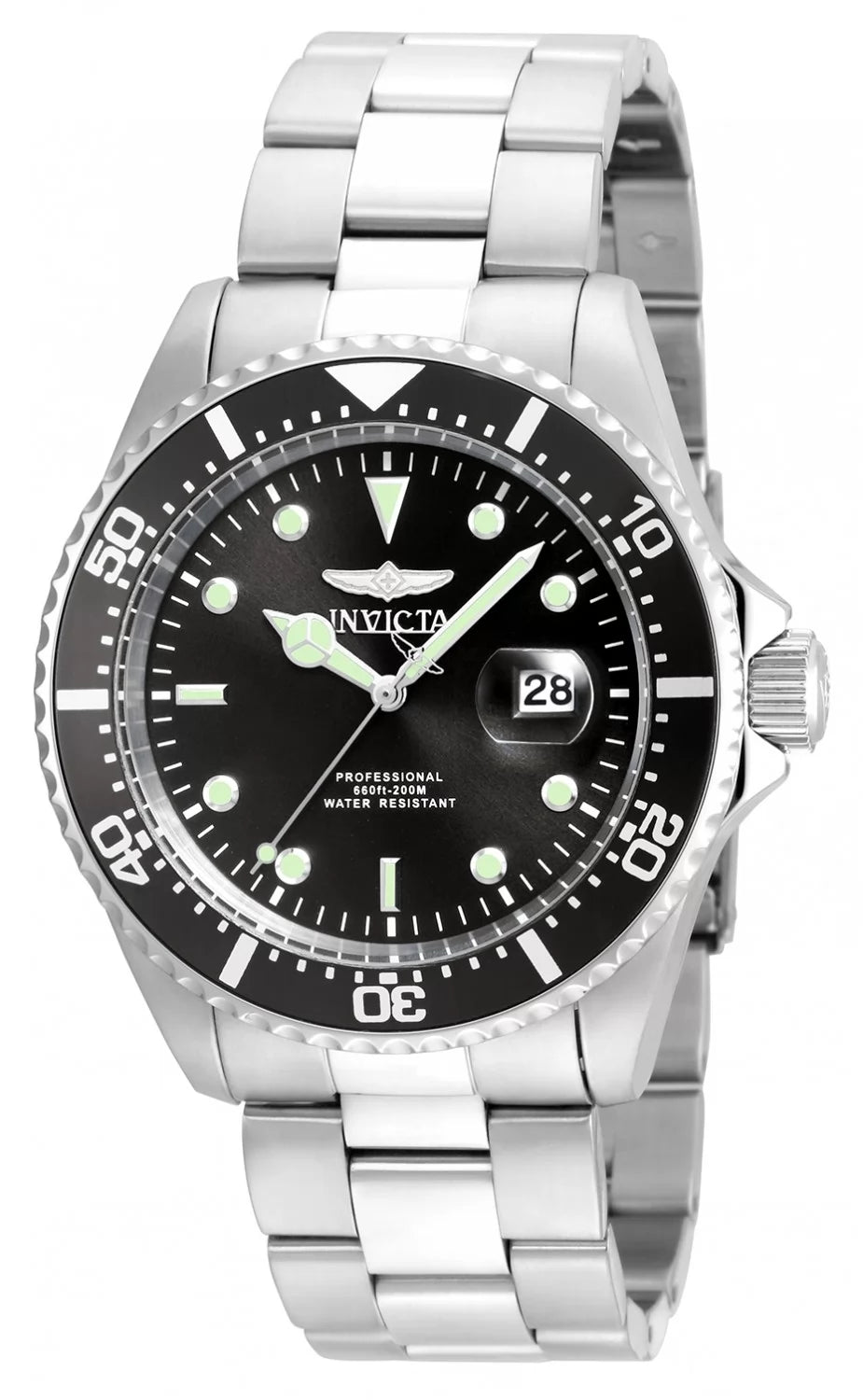 Invicta Men's 22047 Pro Diver Quartz 3 Hand Black Dial Watch