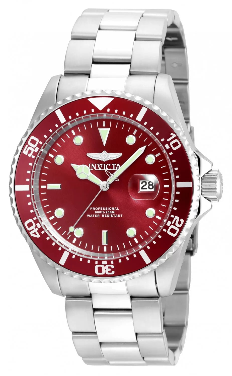 Invicta Men's 22048 Pro Diver Quartz 3 Hand Red Dial Watch
