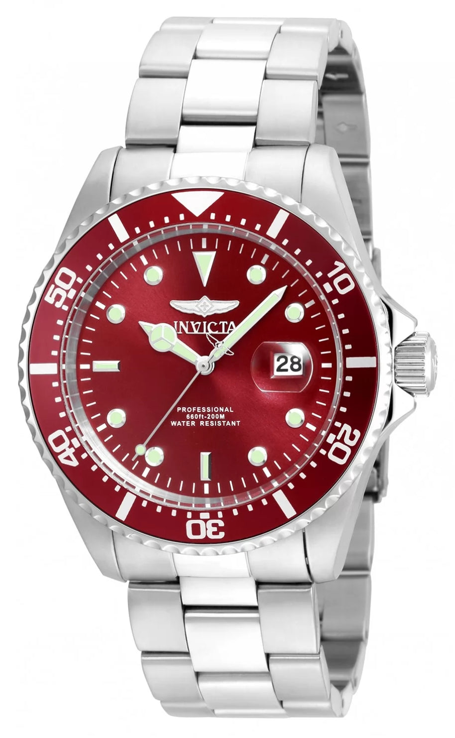 Invicta Men's 22048 Pro Diver Quartz 3 Hand Red Dial Watch