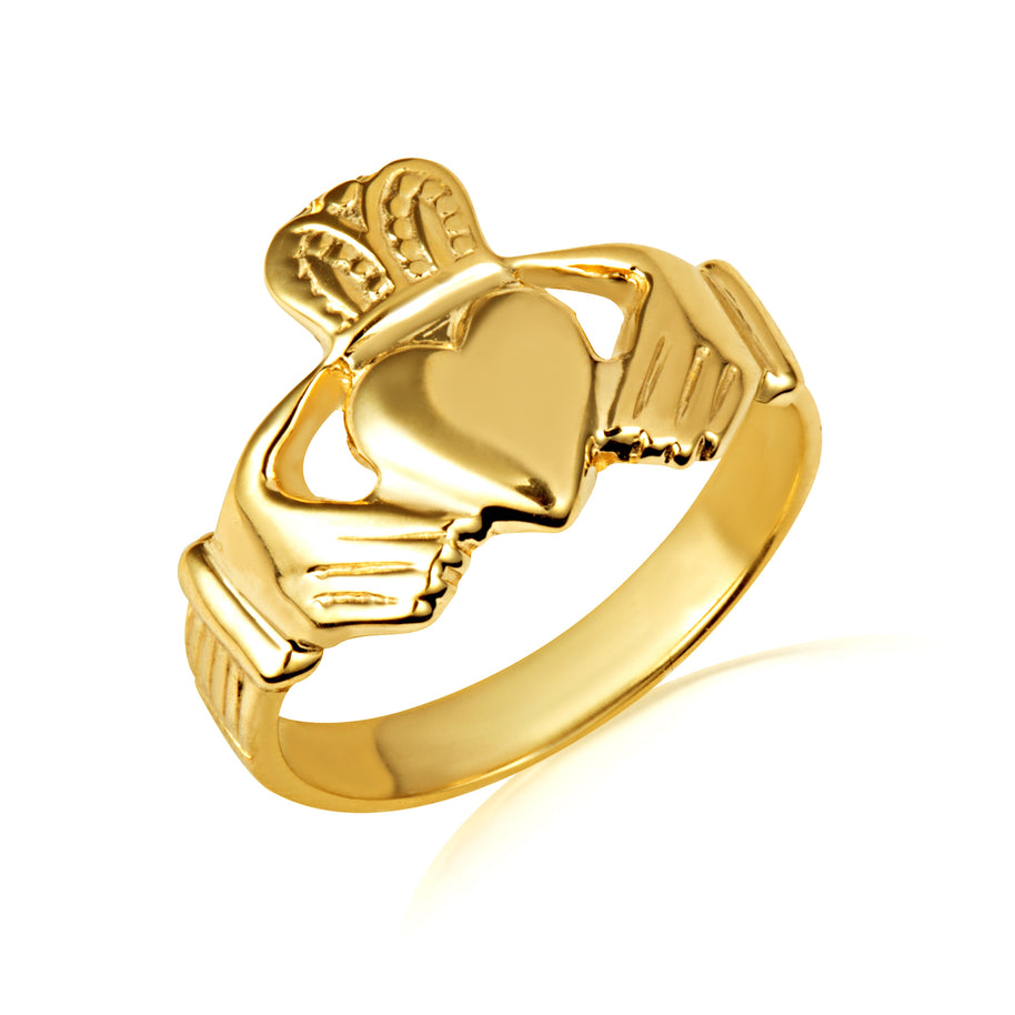 Gold Men's Traditional Claddagh Ring (Available in Yellow/Rose/White Gold)