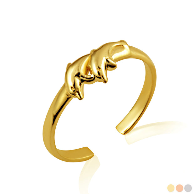 Gold Marine Dolphins Toe Ring (Available in Yellow/Rose/White Gold)