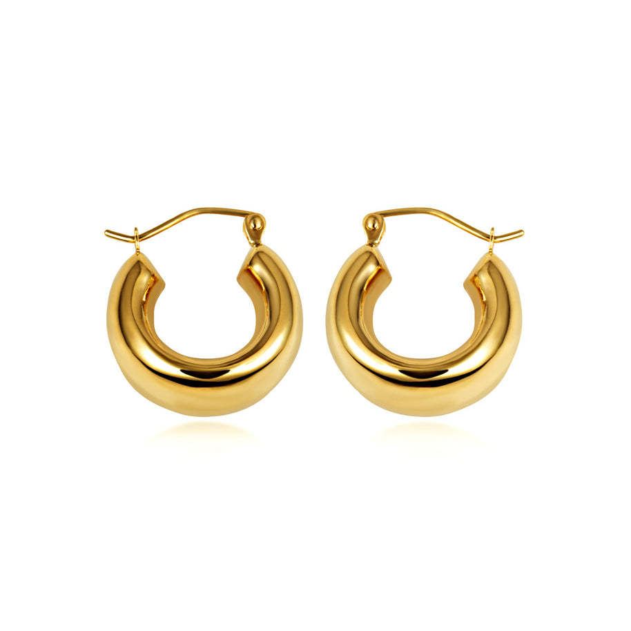 Yellow Gold Bold Tube Hoop Earrings (Available in Small/Large)