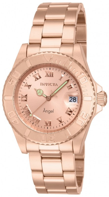 Invicta Women's 14322 Angel Quartz 3 Hand Rose Gold Dial Watch