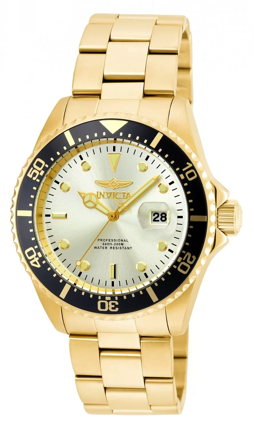 Invicta Men's 22065 Pro Diver Quartz 3 Hand Champagne Dial Watch