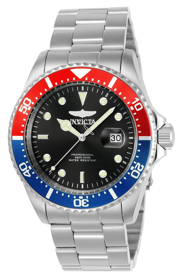 Invicta Men's 23384 Pro Diver  Quartz 3 Hand Black Dial Watch