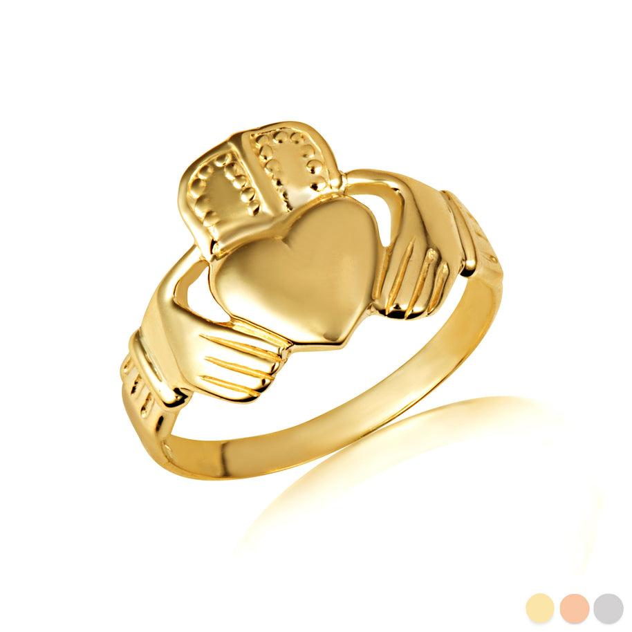 Gold Men's Classic Claddagh Ring (Available in Yellow/Rose/White Gold)