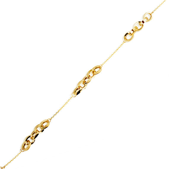 14K Yellow Gold Circle Chain Link Love Knot Eternity Bracelet 7