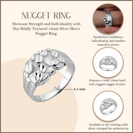 Silver Men's 13mm Nugget Ring