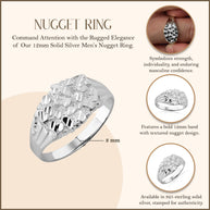 Silver Men's 12mm Nugget Ring