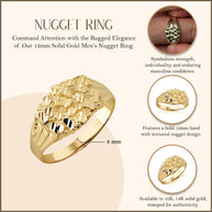 10K/14K Gold Men's 12mm Nugget Ring