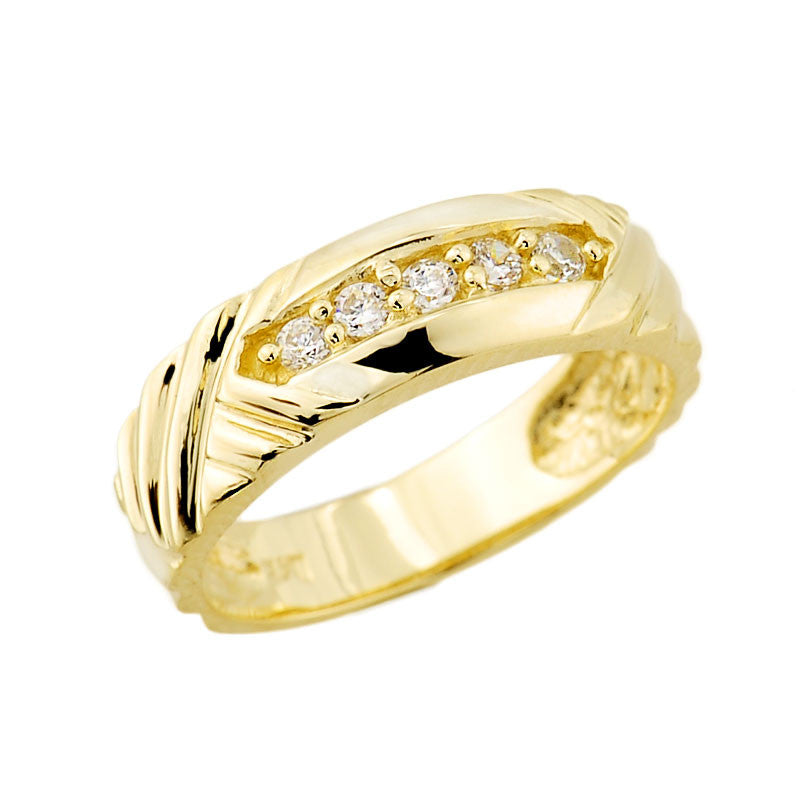 Solid Gold Ladies Diamond Wedding Band