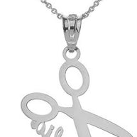 Personalized Engravable Silver Name Hairdresser Hair Stylist Scissor Pendant Necklace