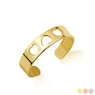 Gold Woman's Timeless Love Trio Heart Toe Ring (Available in Yellow/Rose/White Gold)
