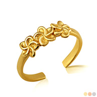 Gold Hawaiian Plumeria Flower Toe Ring (Available in Yellow/Rose/White Gold)