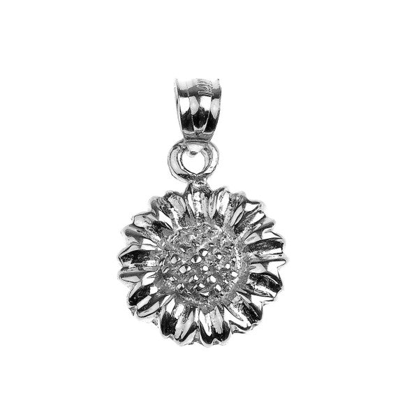 Gold Sunflower Pendant Necklace (Available in Yellow/Rose/White Gold)