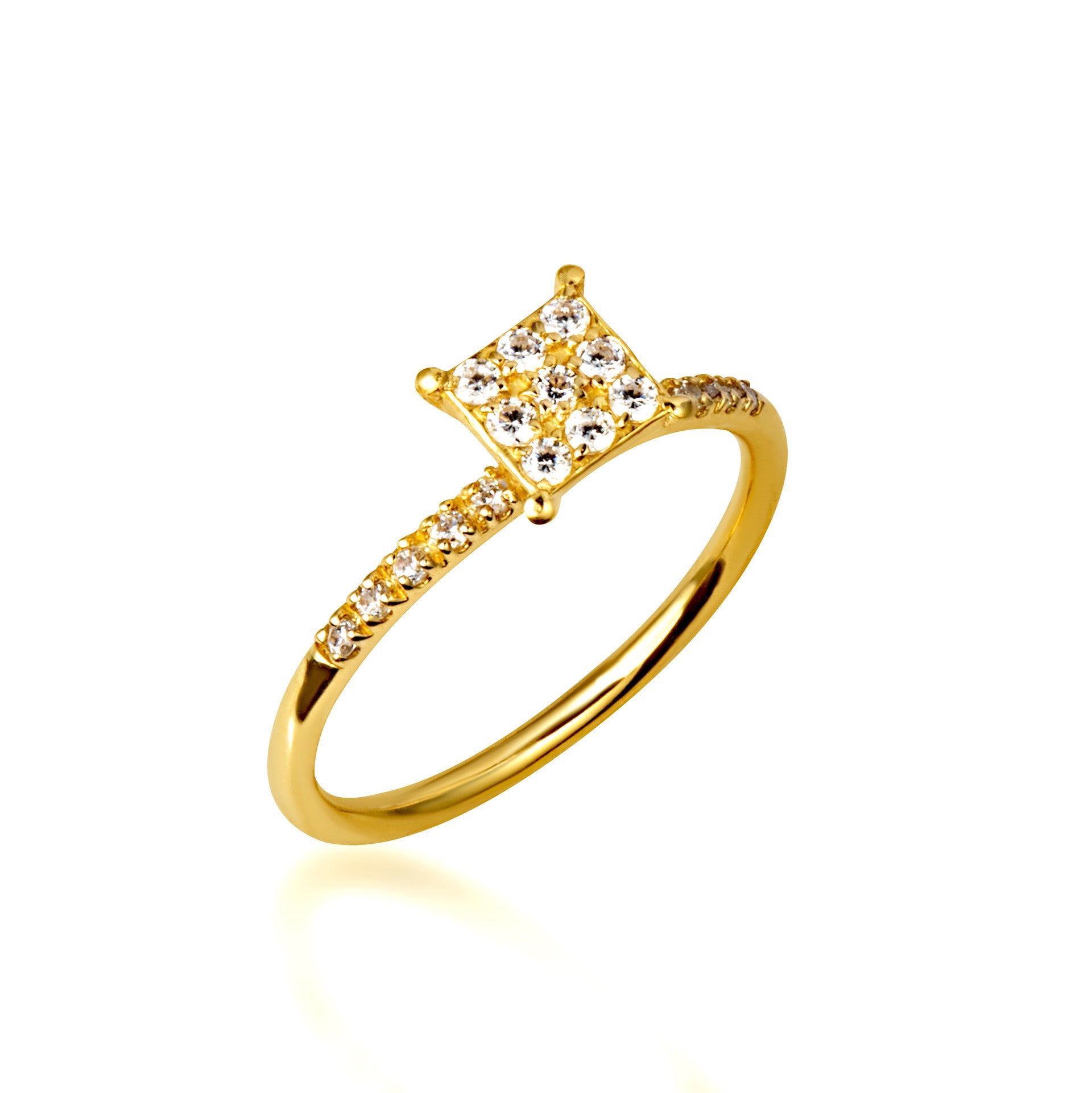 14K Gold Cubic Zirconia Pavé Set Ring (Available in Yellow/Rose/White Gold)