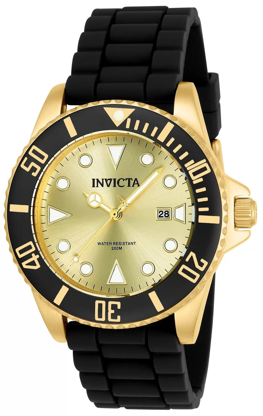 Invicta Men's 90302 Pro Diver Quartz 3 Hand Gold Dial Watch
