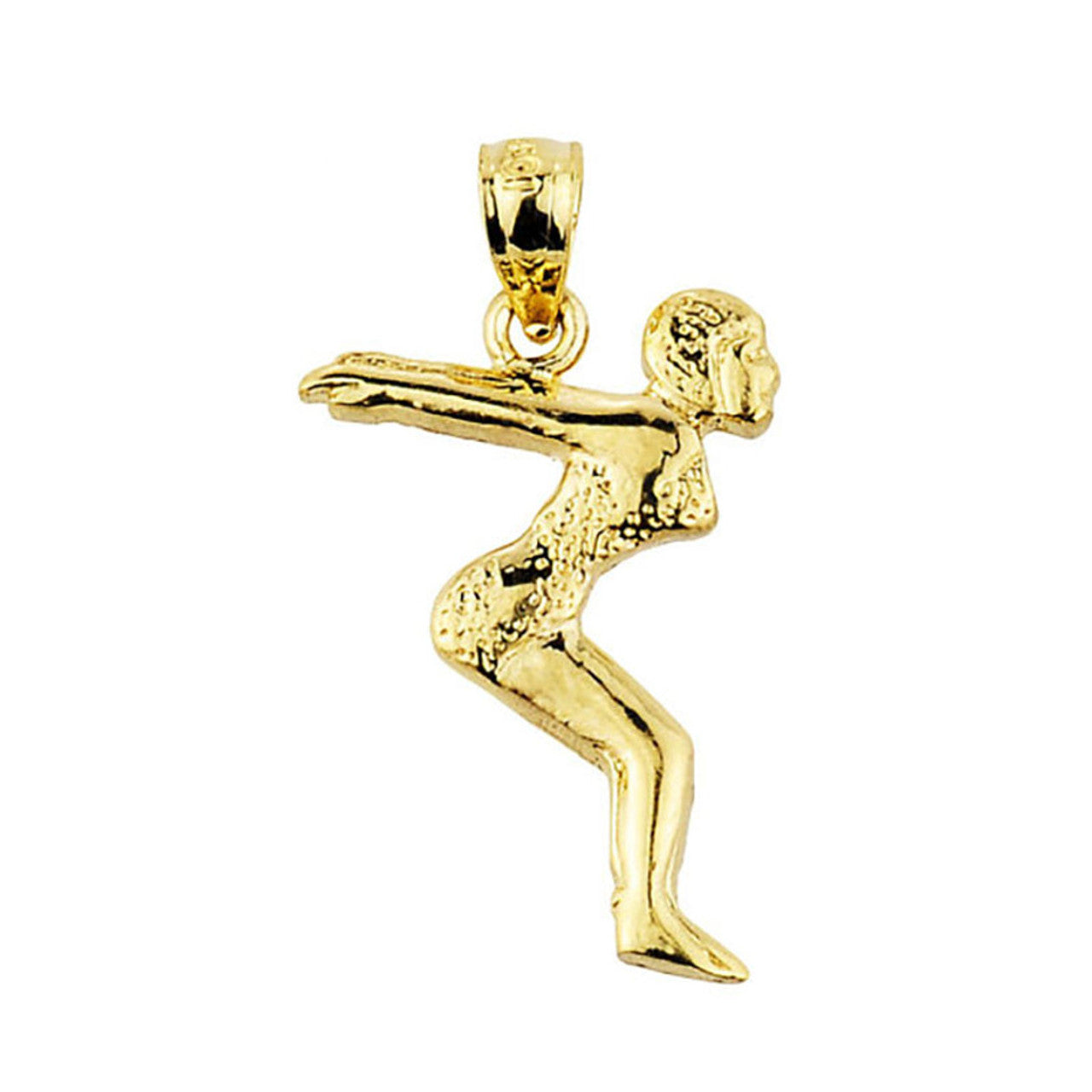 Solid Gold Lady Swimmer/Diver Charm Pendant (Available in Yellow/Rose/White Gold)