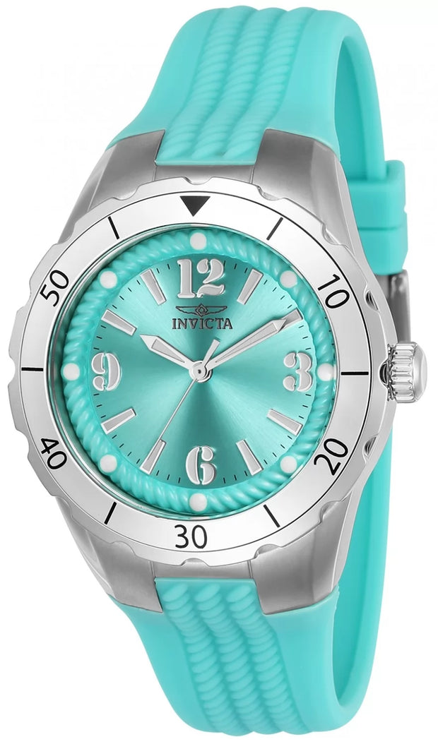 Invicta Women's 24124 Angel Quartz 3 Hand Cyan Dial Watch